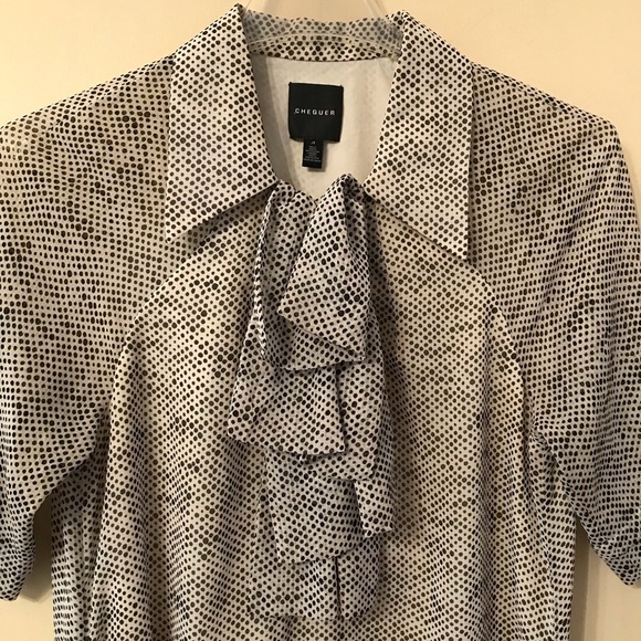 Chequer Printed Sheer Ruffle Front Dress - Picture 3 of 5